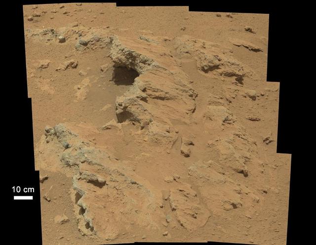 NASA Curiosity rover found evidence for an ancient, flowing stream on Mars at a few sites, including the rock outcrop pictured here, which the science team has named Hottah after Hottah Lake in Canada Northwest Territories.