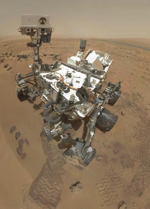 NASA Curiositizzle rover used tha Mars Hand Lens Imager MAHLI ta capture tha set of thumbnail images stitched together ta create dis full-color self-portrait.