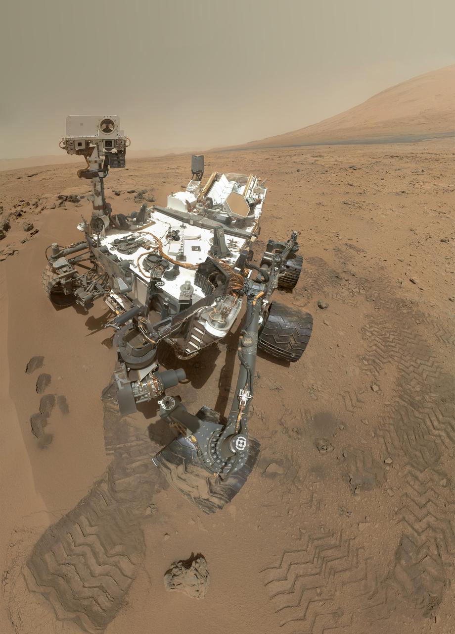 NASA Curiosity rover used its Mars Hand Lens Imager MAHLI to capture a set of 55 high-resolution images, which were stitched together to create a full-color self-portrait.