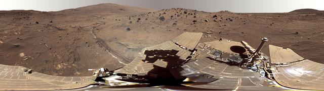 NASA image: Spirit Mars Rover in McMurdo Panorama False Color