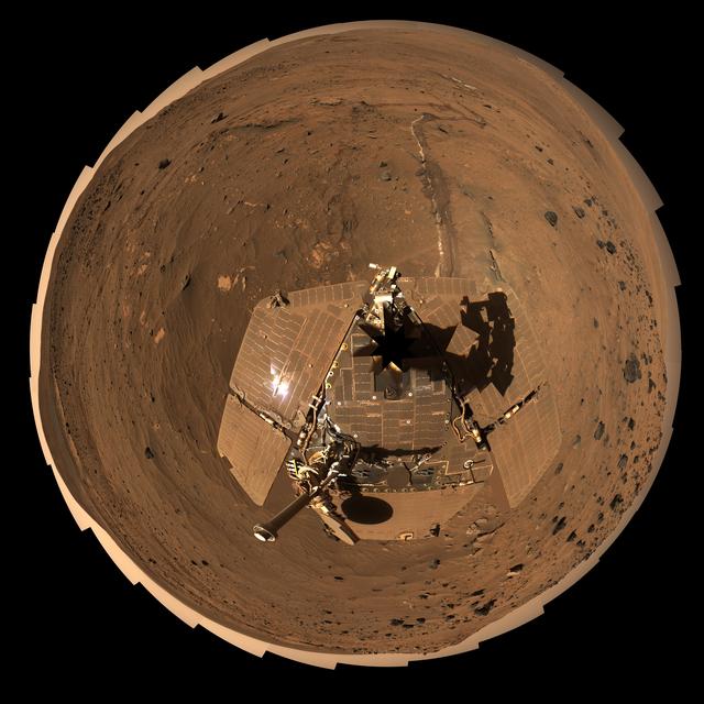 NASA image: Spirit Mars Rover in McMurdo Panorama, Polar Projection