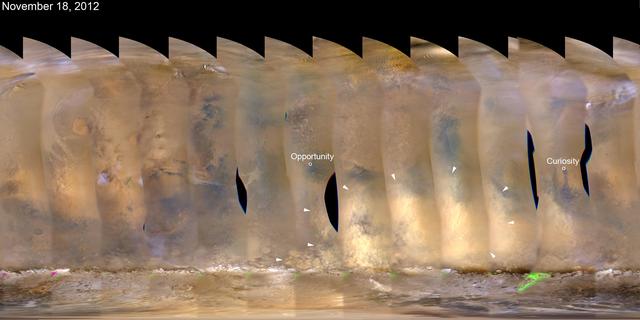 NASA image: Martian Dust Storm, Nov. 18, 2012