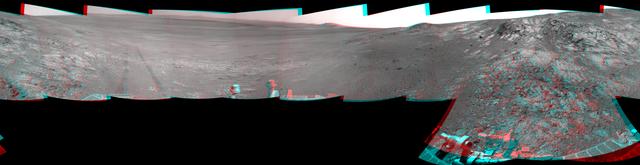 Opportunity's Surroundings on Sol 3105, Stereo View