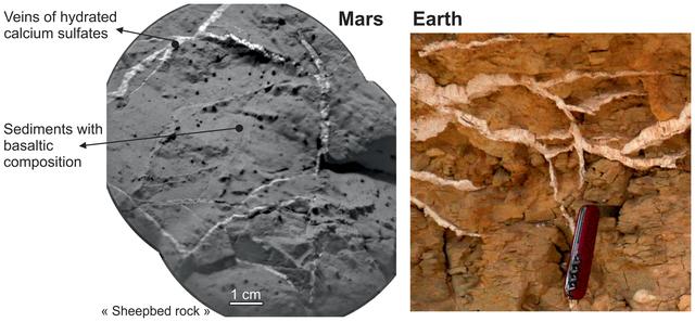 NASA image: Veins in Rocks on Mars and Earth
