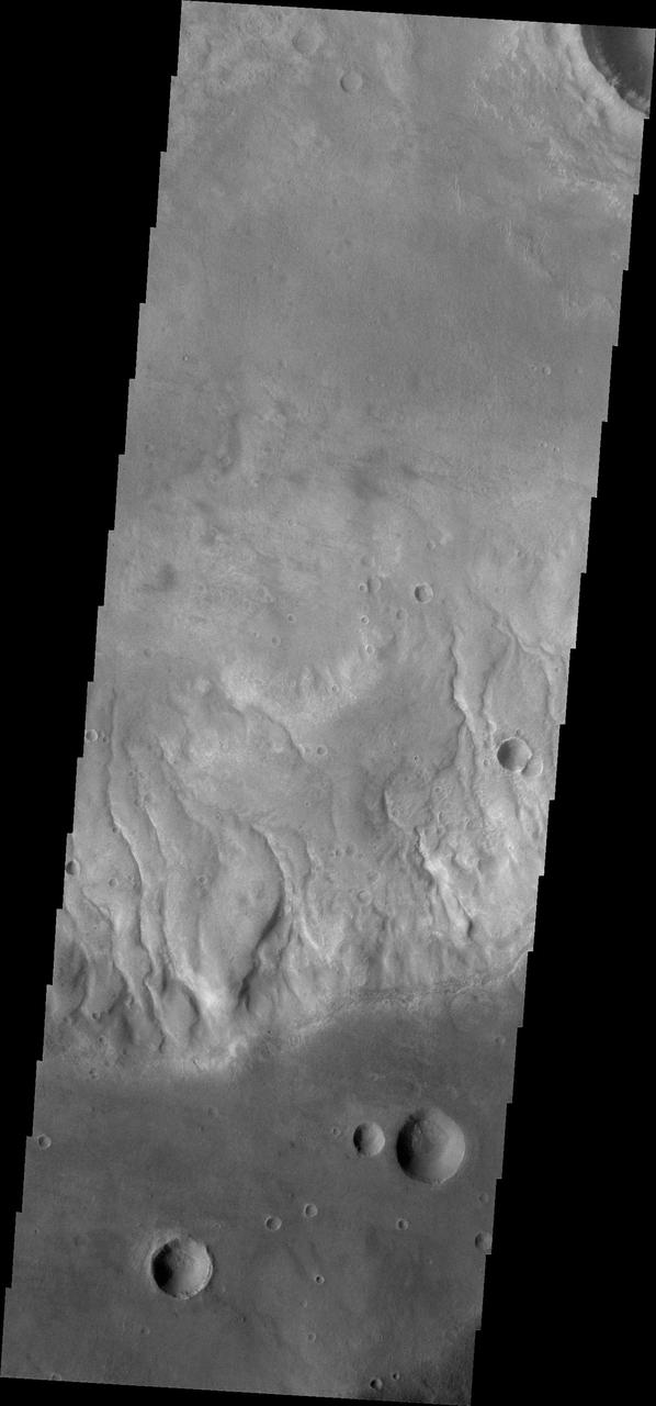 This image shows numerous gullies that dissect the rim of Bunge Crater as seen by NASA 2001 Mars Odyssey spacecraft.