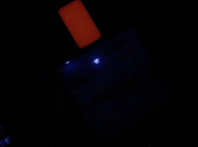 Illumination in this image comes from MAHLI two ultraviolet LEDs, which emit light in a waveband centered at a wavelength of 365 nanometers in this image of a calibration target on NASA Mars rover Curiosity.