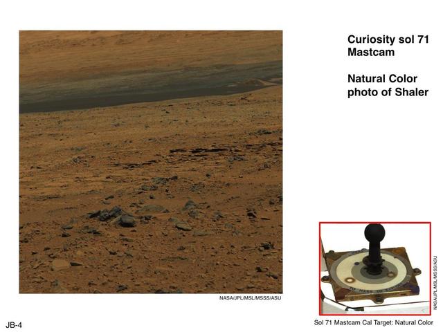 NASA rover Curiosity uses its calibration target for the Mastcam to approximate colors we would see on Mars, using the known colors of materials on the target.
