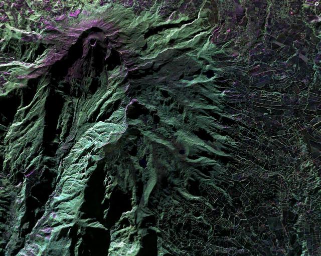 NASA image: UAVSAR Acquires False-Color Image of Galeras Volcano, Colombia