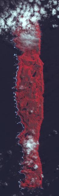 This image from NASA Terra spacecraft shows Macquarie Island which lies halfway between New Zealand and Antarctica, and is part of Tasmania.