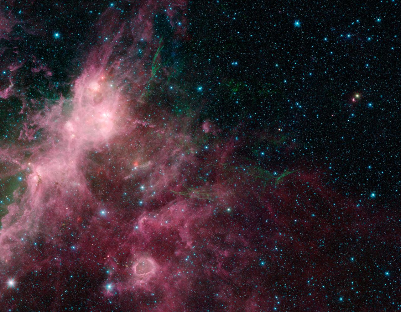 In what may look to some like an undersea image of coral and seaweed, a new image from NASA Spitzer Space Telescope is showing the birth and death of stars.