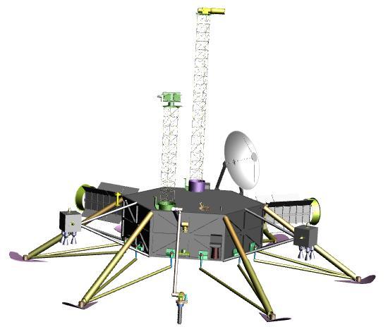 This graphic shows a possible robotic lander for a future mission to Jupiter moon Europa.