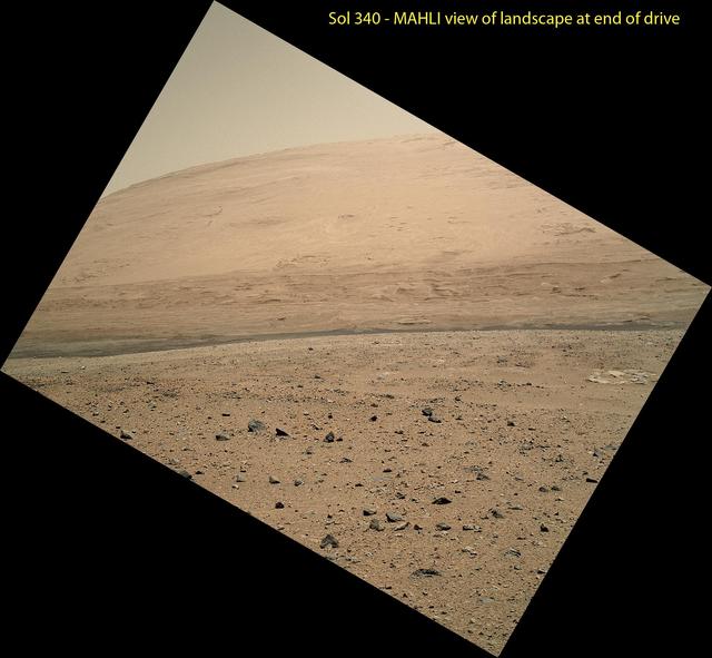 NASA image: View From Curiosity Arm-Mounted Camera After a Long Drive