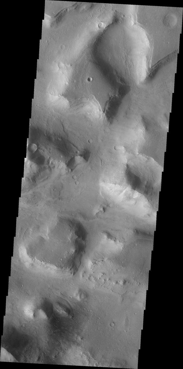 Do you see what I see in this image captured by NASA 2001 Mars Odyssey spacecraft? One of the mesas in this image is heart shaped.