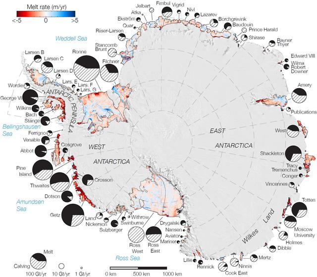NASA image: Rates of Basal Melt of Antarctic Ice Shelves
