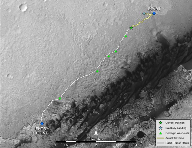 NASA image: Curiosity Progress on Route from Glenelg to Mount Sharp