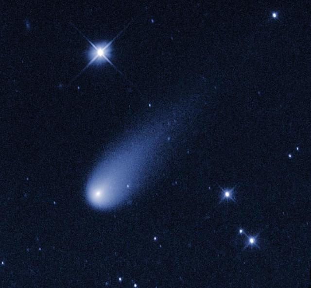 Superficially resembling a skyrocket, Comet ISON is hurtling toward the Sun at a whopping 48,000 miles per hour in this still from a Hubble animation.