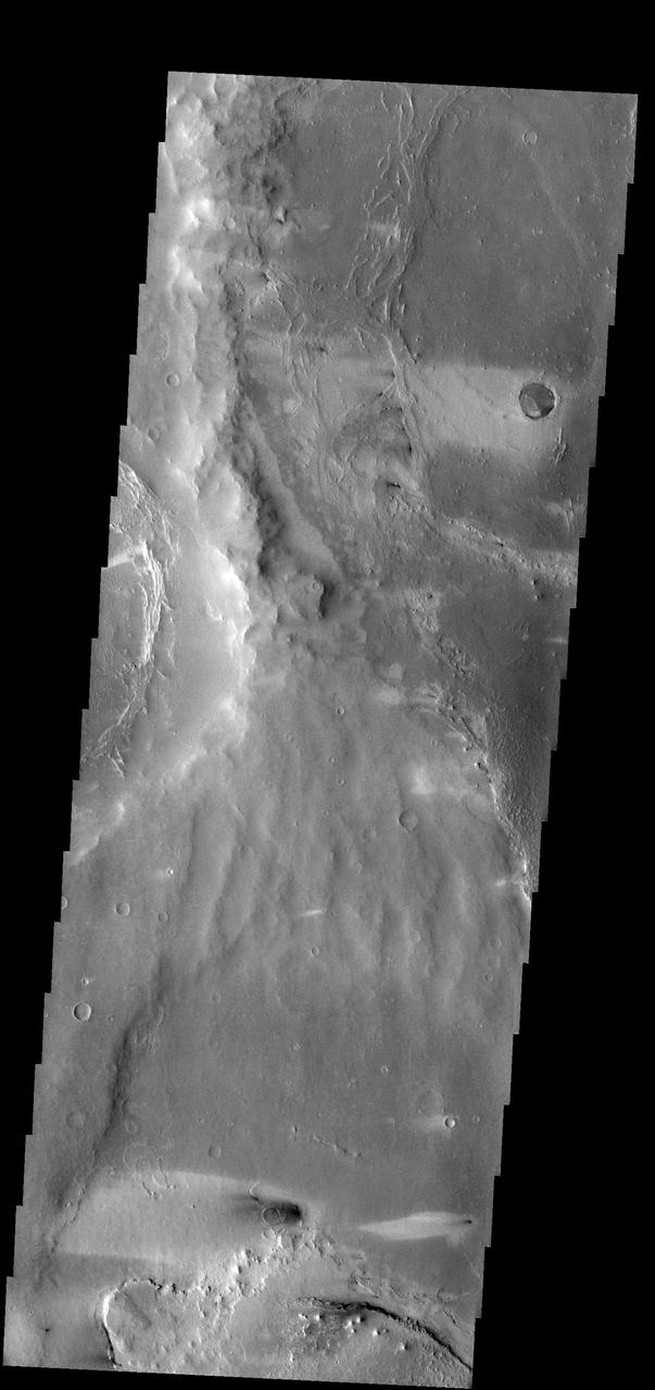 Windstreaks in this image indicate winds from the east to west in this region of Meridiani Planum captured by NASA 2001 Mars Odyssey spacecraft.
