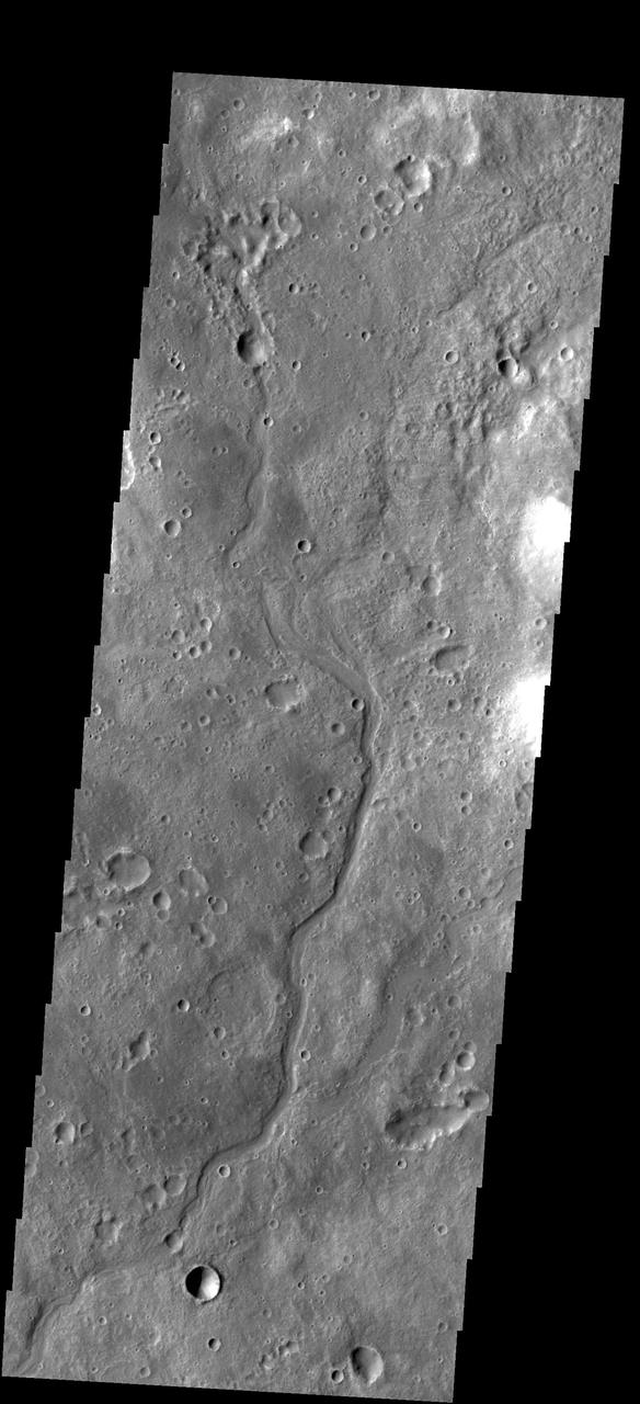 This small unnamed channel is located in southern Tyrrhena Terra as seen by NASA 2001 Mars Odyssey spacecraft.