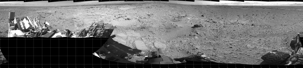 The rock-studded terrain NASA Mars rover Curiosity has traversed since October 2013 appears to have accelerated the pace of wear and tear on the rover wheels. Future drives may be charted to cross smoother ground where available.
