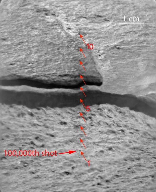 NASA image: Target for 100,000th Laser Shot by Curiosity on Mars