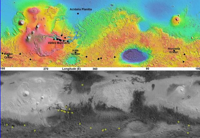 NASA image: Maps of Recurrent Slope Linea Markings on Mars