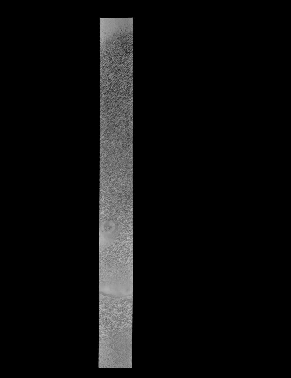 This image captured by NASA 2001 Mars Odyssey spacecraft shows another portion of the large dune field near the north polar cap.