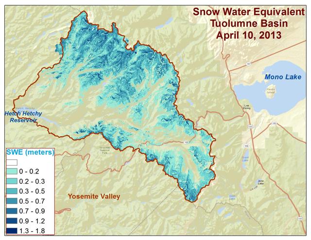 NASA image: Spatial Distribution of Tuolumne River Basin Mapped by Airborne Snow Observatory