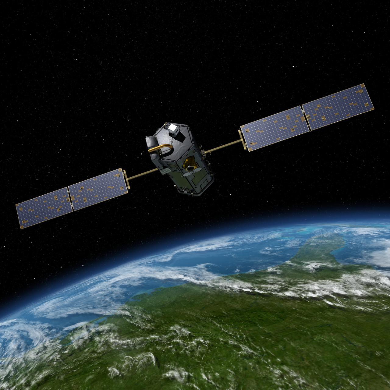 Artist rendering of NASA Orbiting Carbon Observatory OCO-2, one of five new NASA Earth science missions set to launch in 2014, and one of three managed by JPL.