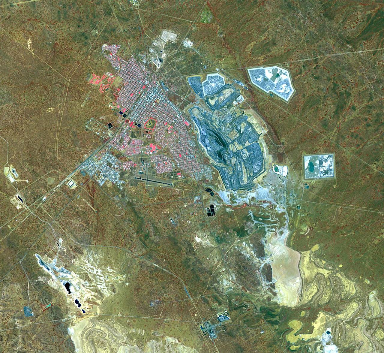 This image acquired by NASA Terra spacecraft is of Kalgoorlie-Boulder, a city in the Goldfields-Esperance region of Western Australia.