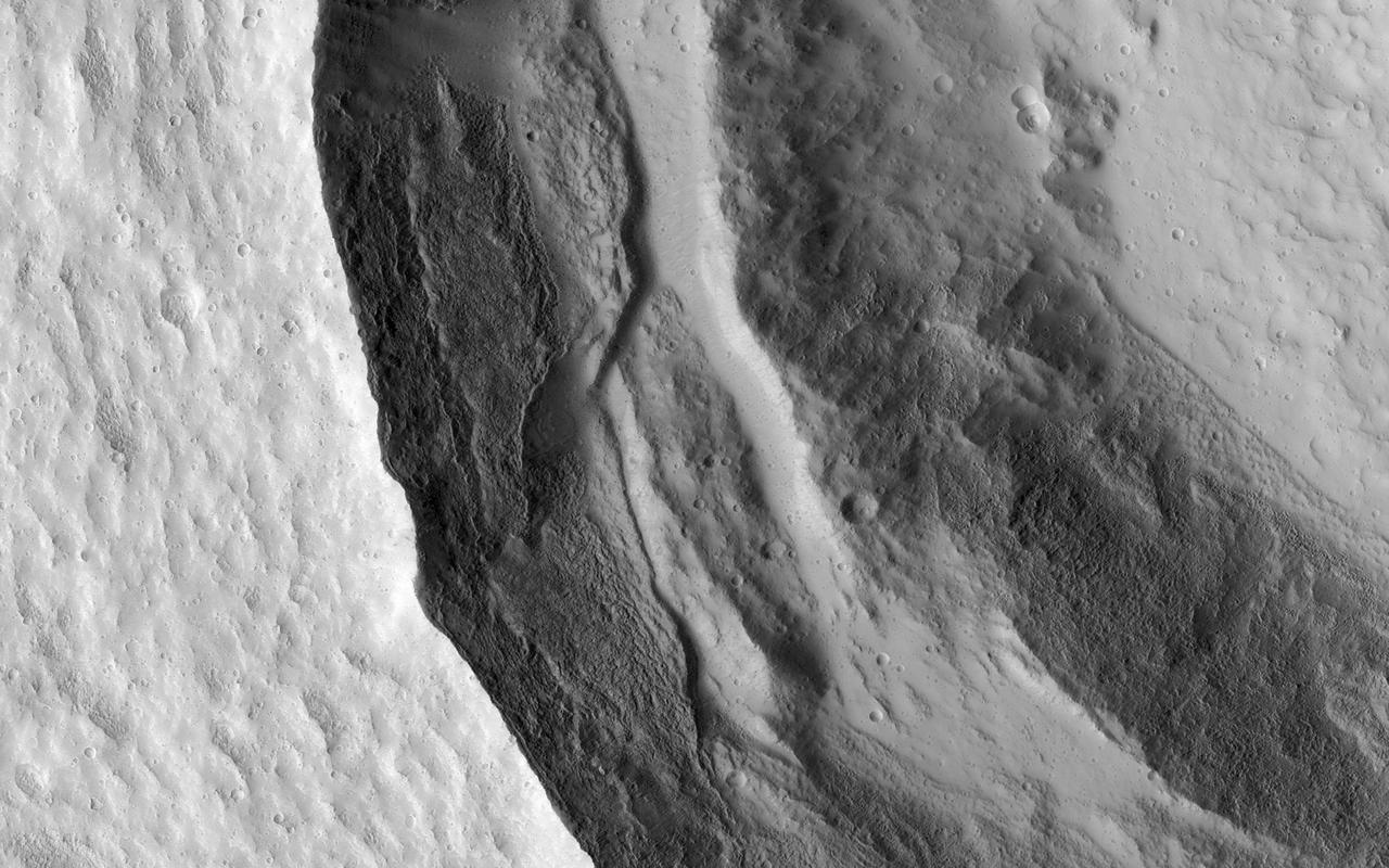 Slumping Terraces on a Crater Wall
