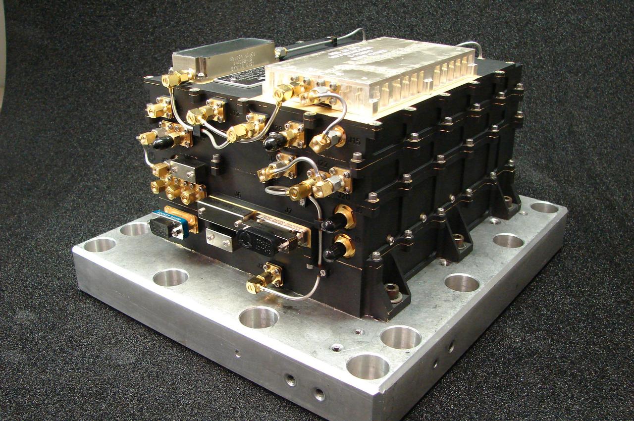 This radio hardware, the Electra UHF Transceiver on NASA MAVEN mission to Mars, is designed to provide communication relay support for robots on the surface of Mars.