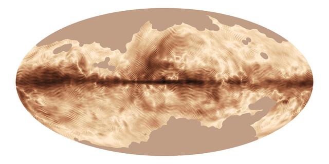 The magnetic field of our Milky Way galaxy as seen by ESA Planck satellite. This image was compiled from the first all-sky observations of polarized light emitted by interstellar dust in the Milky Way.