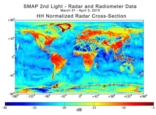 NASA image: NASA Soil Moisture Mission Produces First Global Radar Map