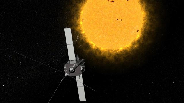 An artist conception of one of NASA Solar Terrestrial Relations Observatory STEREO spacecraft. The two observatories currently lie on either side of the sun, providing views of the entire sun simultaneously.
