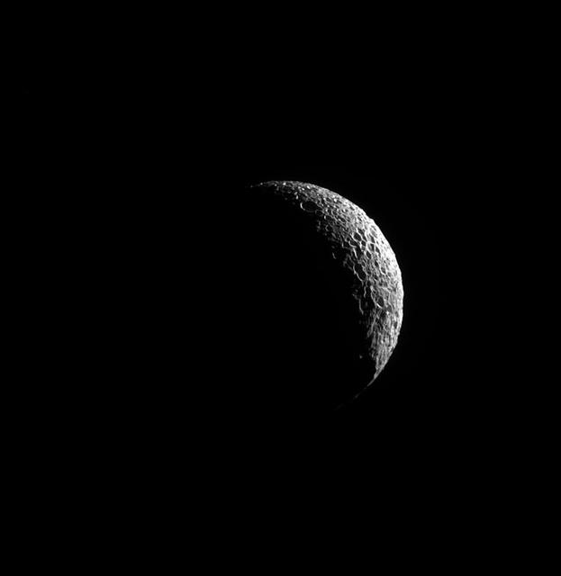NASA image: Crescent Mimas