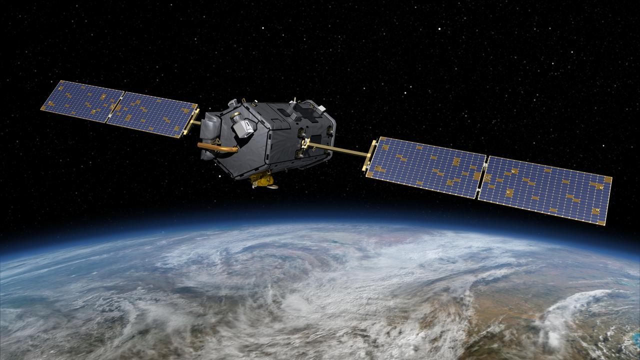 This most recent artist rendering shows NASA Orbiting Carbon Observatory OCO-2, one of five new NASA Earth science missions set to launch in 2014, and one of three managed by the Jet Propulsion Laboratory JPL.