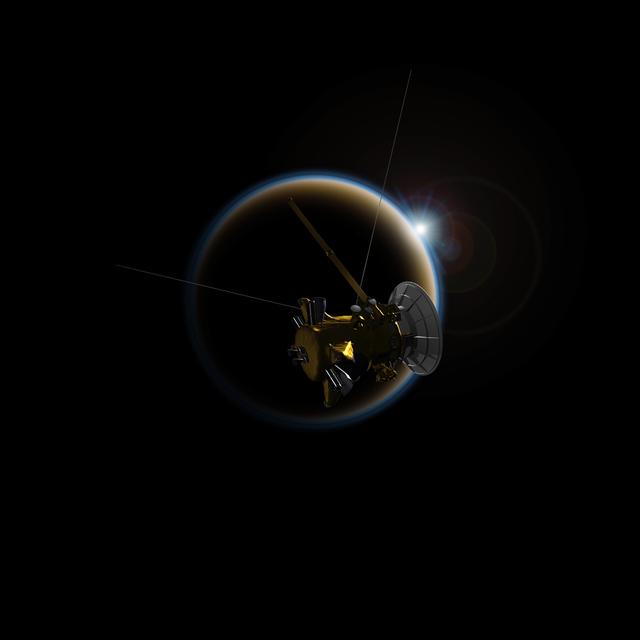 NASA image: Cassini Observes Sunsets on Titan Artist Rendering