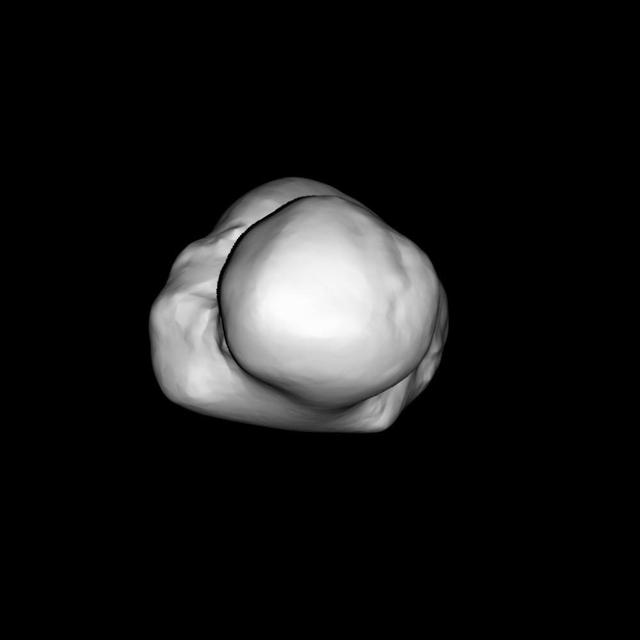Images of comet 67P/Churyumov-Gerasimenko taken on July 14, 2014, by the OSIRIS imaging system aboard ESA Rosetta spacecraft have allowed scientists to create this three-dimensional shape model of the nucleus.