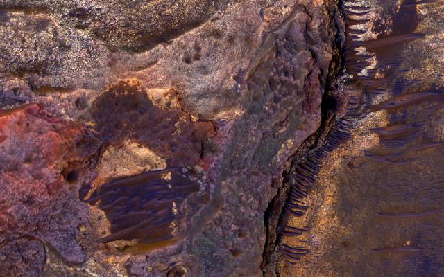 NASA image: Sedimentary Rock Layers on a Crater Floor