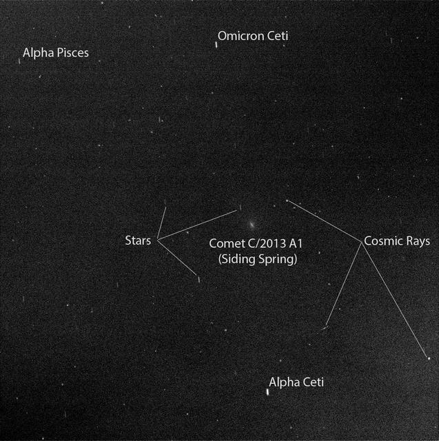 Researchers used the Pancam on NASA Mars Exploration Rover Opportunity to capture this view of comet C/2013 A1 Siding Spring as it flew near Mars on Oct. 19, 2014.