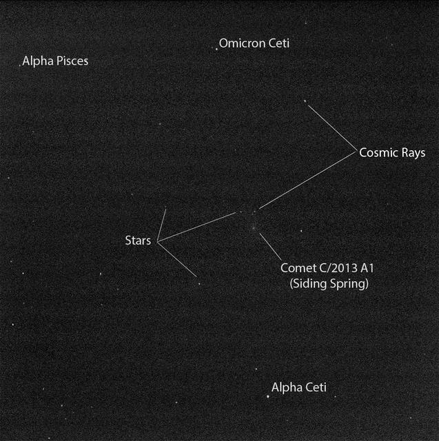 Researchers used the Pancam on NASA Mars Exploration Rover Opportunity to capture this view of comet C/2013 A1 Siding Spring as it flew near Mars on Oct. 19, 2014.