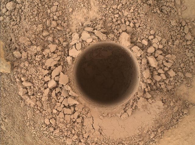 NASA image: First Sampling Hole in Mount Sharp