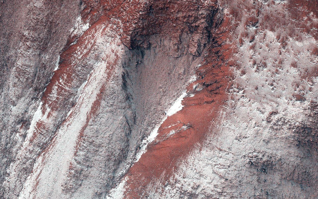 Monitoring by NASA Mars Reconnaissance Orbiter HiRISE has shown that gully formation on Mars occurs in winter and early spring in times and places with frost on the ground.