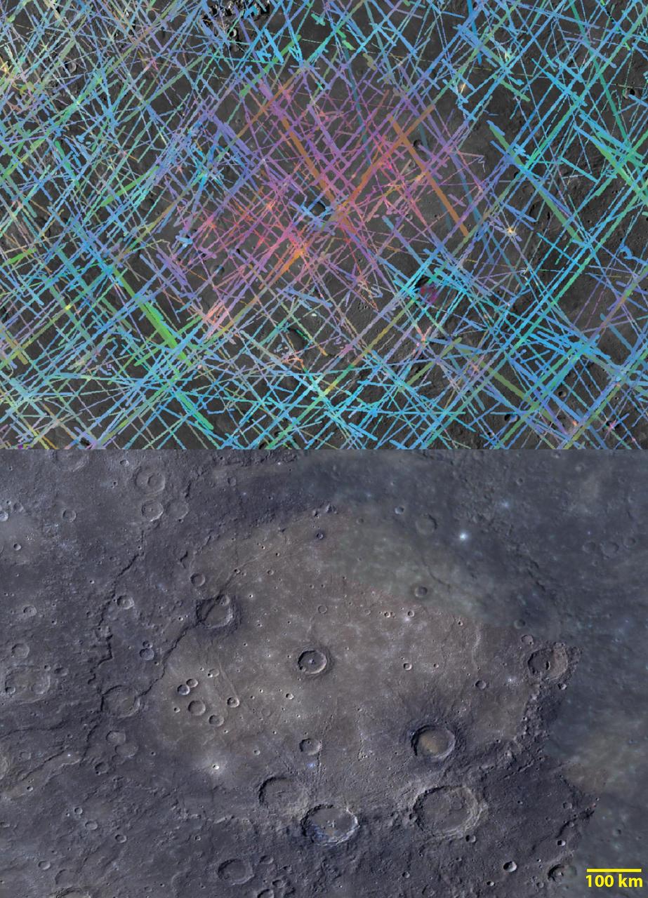 Out of the Basin. These images from NASA MESSENGER MASCS top and MDIS bottom are of Rembrandt, Mercury second largest impact basin.