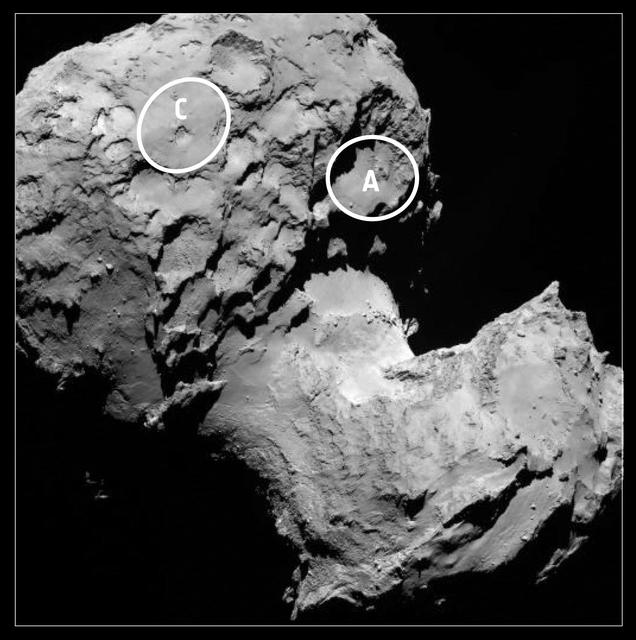 NASA image: Two Large-Lobe Landing Sites for Rosetta