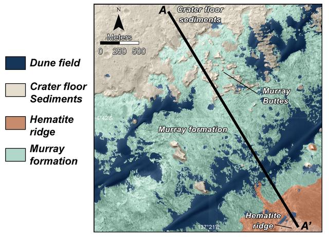 NASA image: Map of Lower Mount Sharp