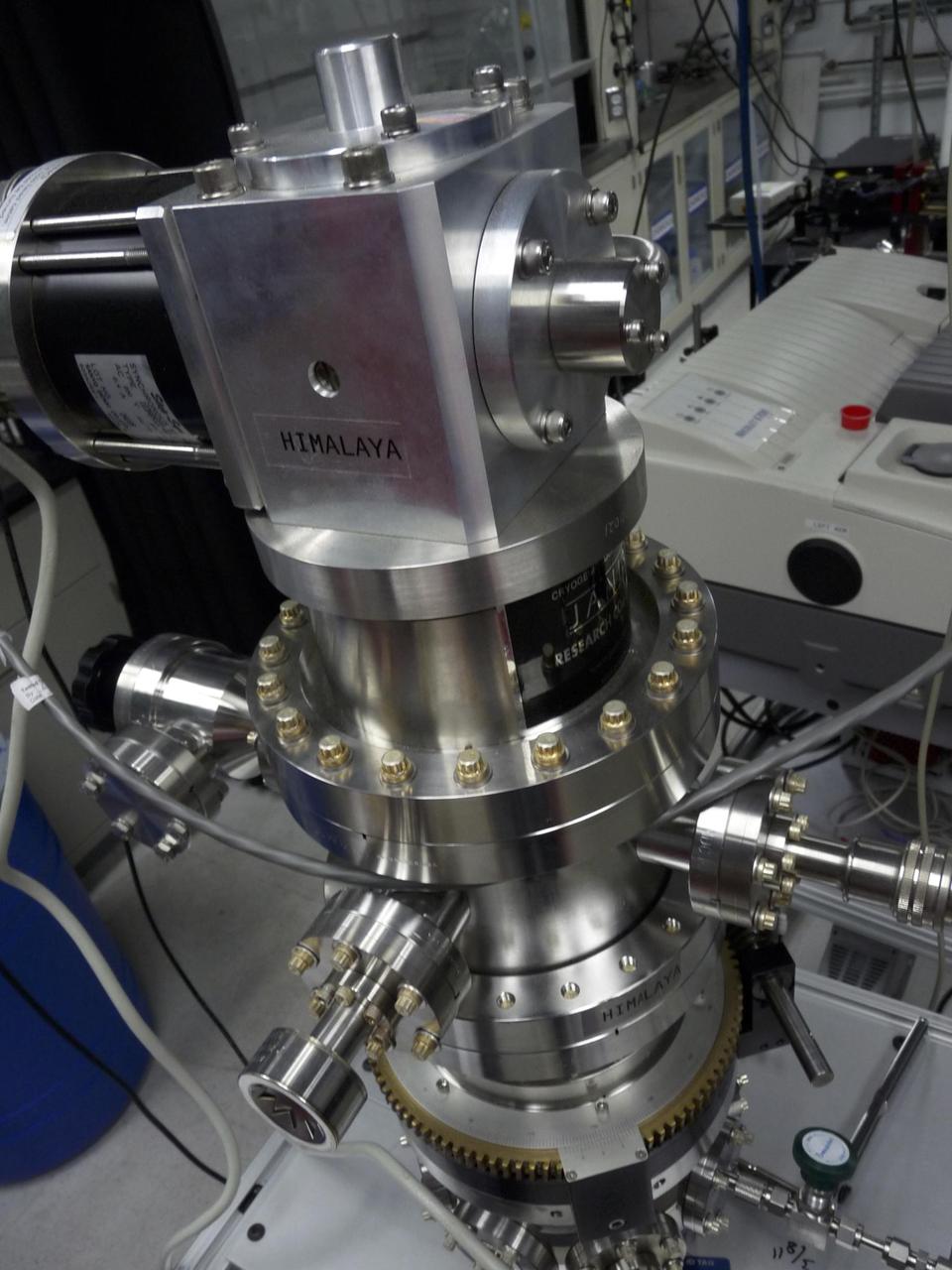 Researchers at NASA Jet Propulsion Laboratory in Pasadena, California, use a cryostat instrument, nicknamed Himalaya, to study the icy conditions under which comets form.