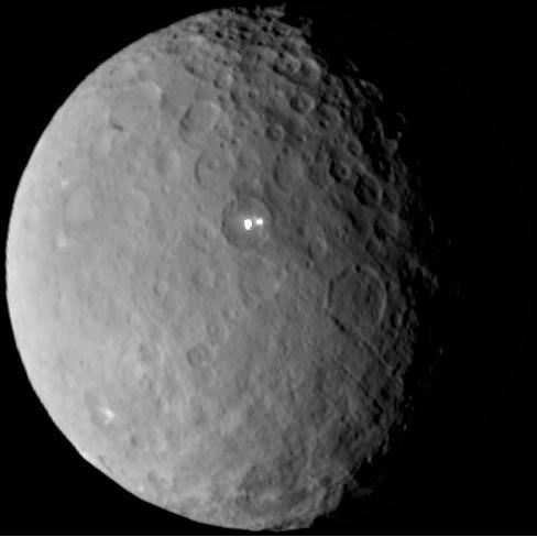 Ceres rotates in this frame from a movie comprised of images taken by NASA Dawn mission during its approach to the dwarf planet. The images were taken on Feb. 19, 2015, from a distance of nearly 29,000 miles 46,000 kilometers.