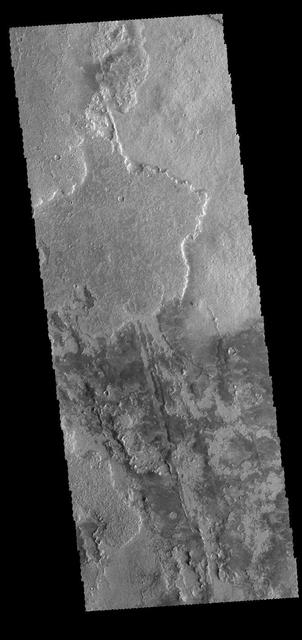 The lava flows in this image from NASA 2001 Mars Odyssey spacecraft are part of Solis Planum.