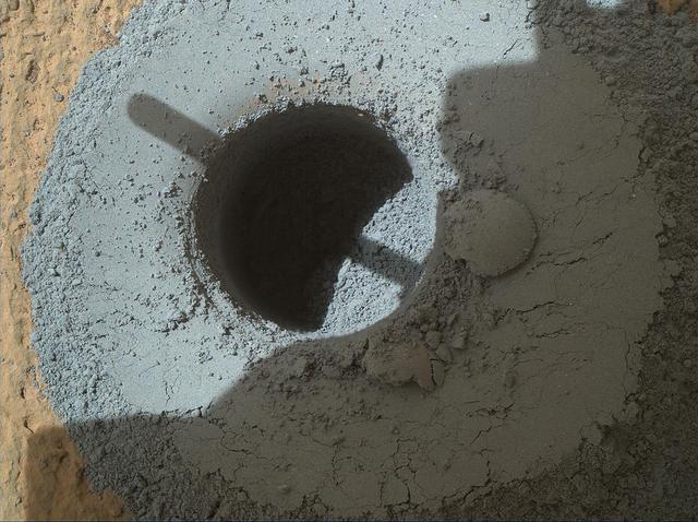 NASA image: Hole at Telegraph Peak Drilled by Mars Rover Curiosity